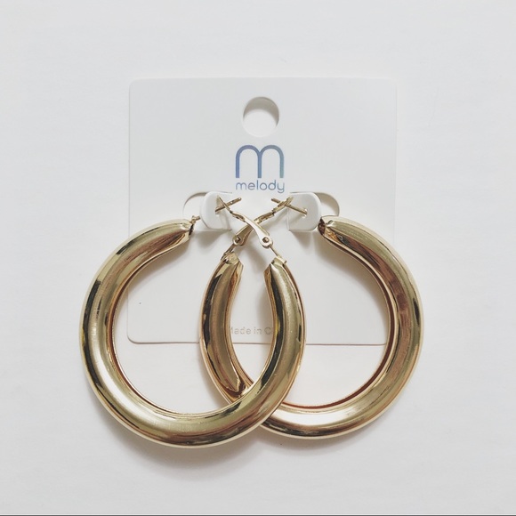Jewelry - Gold large thick hoop earrings